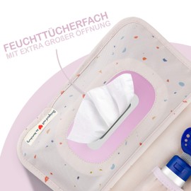 Jubi® Nappy Bag With Changing Mat For On The Go, With Extra Space, Small Changing Bag, Pink With Confetti (Velcro Fastener)