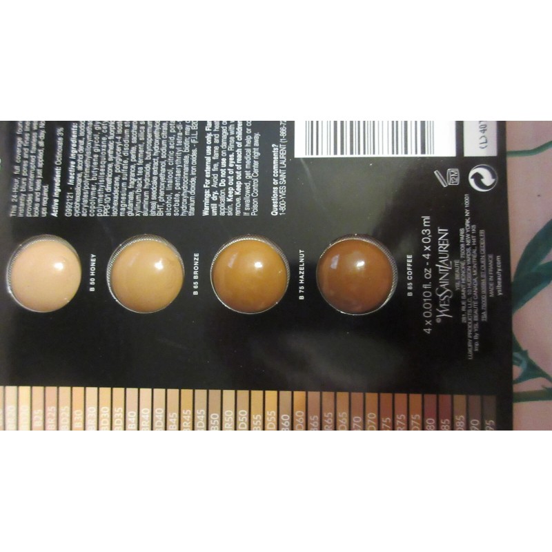 Yves Saint Laurent All Hours Foundation Sample Honey, Bronze, Hazelnut,