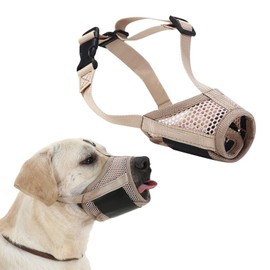 Dog Muzzle Soft Mesh Muzzle - Adjustable Breathable Dog Muzzle, Dog Mask, Mouth Cover for Anti-Biting Anti-Barking, Allows Panting Drinking (Size L (Snout 22-28CM))
