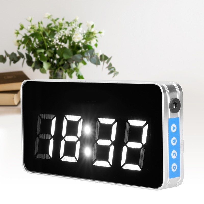 Desk Clock Glass Mirror Luminous Function LED Display Perpetual Calendar