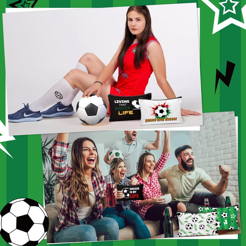 HSDSH 30Pcs Soccer Makeup Bag Soccer Gifts for Women Canvas