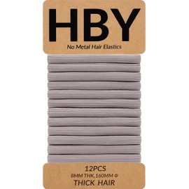 HBY - Corbatas para cabello grueso o rizado. Caballos sin costuras antideslizantes para coletas, para el pelo, 8 mm, 12 unidades, color camel