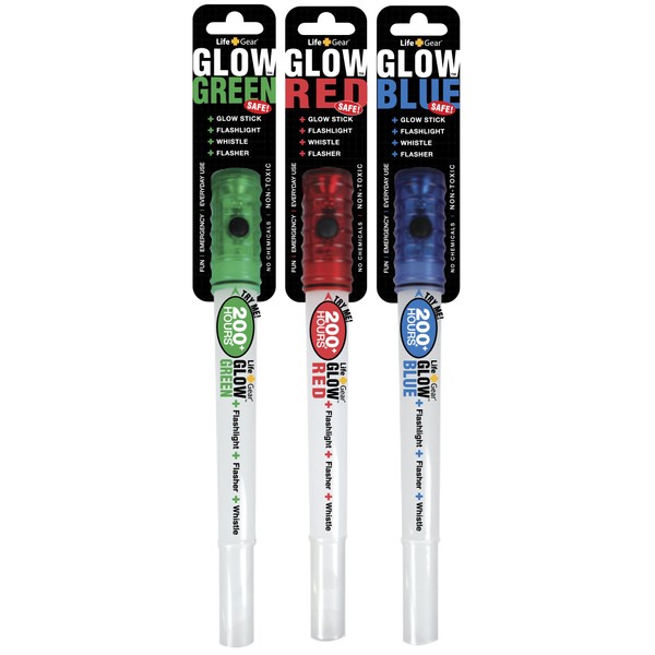 Life+Gear SA-L121 Life+Gear LED Glow Stick Light, Set of 3, Red, Green, Blue
