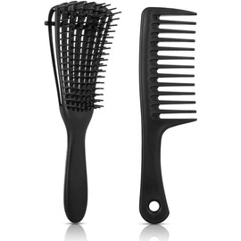 Pack of 2 Hair Combs, Eight Claw Comb + Wide Tooth Comb, Curly Hair Detangling Comb, Women's Wide Tooth Comb for Wet/Dry/Long Thick Curly Hair
