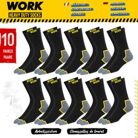 SOXCO WORK Socks for Men Crew Length Black Heavy Duty Socks 10 Pairs, 6-8