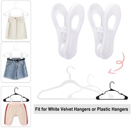 TOFIIGREM White Hanger Clips for Plastic Hangers 60 Pack, Multi-Purpose Plastic Clips Easily Add on Clothes Skirt Hangers, Strong Finger Clips for Home, Office, Closet