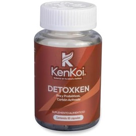 Detoxken - Prebióticos y Probióticos con Carbón Activado, 10 Billones UFC, 60 Cápsulas para Salud Digestiva