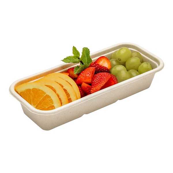 Restaurantware Pulp Tek 9.2 x 3.8 x 1.8 Inch Takeaway Food Boxes 100 Disposable Take Out Containers - Lids Sold Separately Freezable Bagasse Catering Food Containers Microwavable 17 Ounce