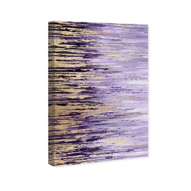 Wynwood Studio Abstract Modern Wrapped Canvas Art - Lavender Rains Duet II, Wall Art for Living Room, Bedroom, and Bathroom, 24 in x 36, Gold and Purple Home Decor