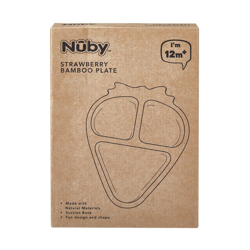 Nuby Bamboo Strawberry Shaped Plate, Weaning Tableware, Suitable from 12