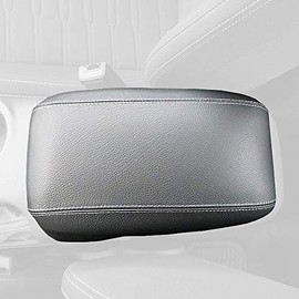 RedlineGoods Armlehnenbezug kompatibel mit Ford Mustang 2024-24 Maßgeschneidert - nicht universell! Echtes hochwertiges italienisches schwarzes Leder mit blauem Faden