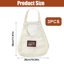 3 Pcs Grocery Mesh Bags Reusable Net String Shopping Bags Hanging Produce Storage Bags Portable Tote Handbag for Vegetables Fruits Potatoes Onions Tomatoes Commodities Outgoing Travel, Off White