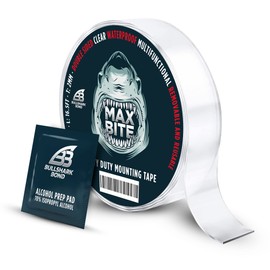 Bullshark Bond 2mm Clear Double Sided Tape, 1" inch Width, 16.5ft Free-Cut, Removable, Transparent, Waterproof, Multipurpose Strong Adhesive for Hanging, Mounting Photos, Posters, Wall Décor