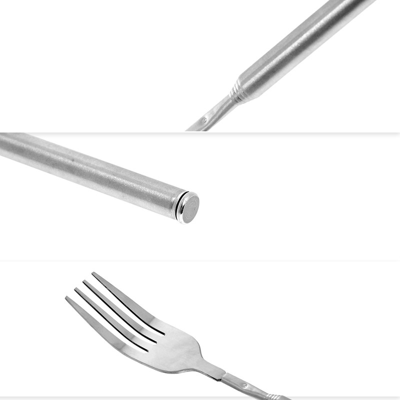 Lystaii 2Pcs Stainless Steel Telescopic Fork Extendable Fork Dinner Fork