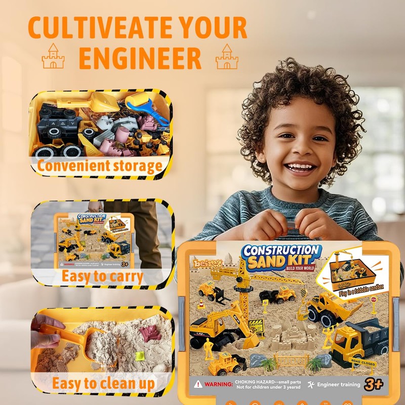 BEIREG Construction Sensory Sand Kit - 42 PCS Building Set
