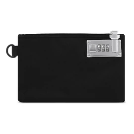 ORIA Purse with Lock, Waterproof Bank Bag with Zip, 21 x 13.5 x 2 cm Lockable Money Bag Storage Bag - Black