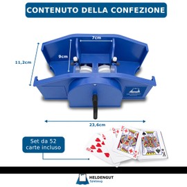 HELDENGUT Mescolatore di Carte Manuale – Mischia carte per giochi da tavolo, poker, blackjack, bridge e altro; facile da usare, robusto e durevole