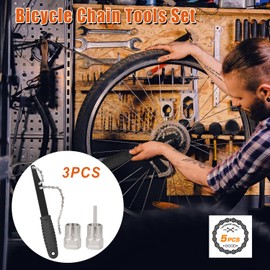 nutmanel Bicycle Chain Whip, 3 Pieces Sprocket Remover Cassette Lock Ring Tool, Sprocket Puller and Bicycle Bottom Bracket Remover Set, Universal Bicycle Cassette Removal Tool