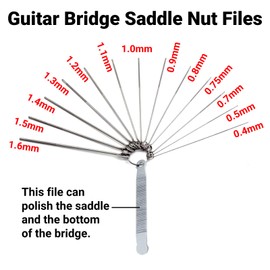 Guitar Saddle File Set Guitar Bridge Saddle File Set 13 Stainless Steel Files in Various Sizes for Electric Acoustic Guitar Ukulele