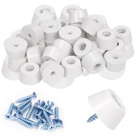 Hilitchi 30Pcs White Rubber Cutting Board Feet, 0.98" W x 0.78" H Soft Cutting Board Rubber Feet Bumpers with Stainless Steel Screws and Built-in Washers Non-Slip Rubber Bumpers Feet for Furniture