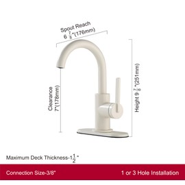 Derengge Bathroom Faucet,Single Handle Bathroom Sink Faucet with Water Supply Line,1 Hole or 3 Hole Lavatory Vantity Faucet with Pop-up Drain,Warm White Finished,F-1328-WW