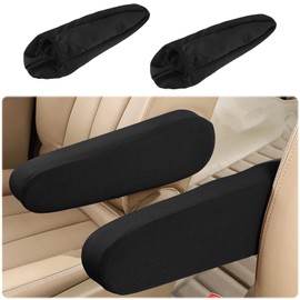 2 PCS Car Armrest Cover Elastic Fabric Cars Front Seat Arm Rest Cushion, Universal Replacement Center Console Lid Armrest Cover Skin Protectors Interior Accessories for Car SUV Truck and Van(Black)