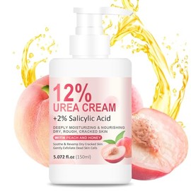 Grospe Crema hidratante de pies 12% urea hidratante y antiagrietamiento, crema de manos y pies de melocotón con miel hidrata y repara talones y pies s