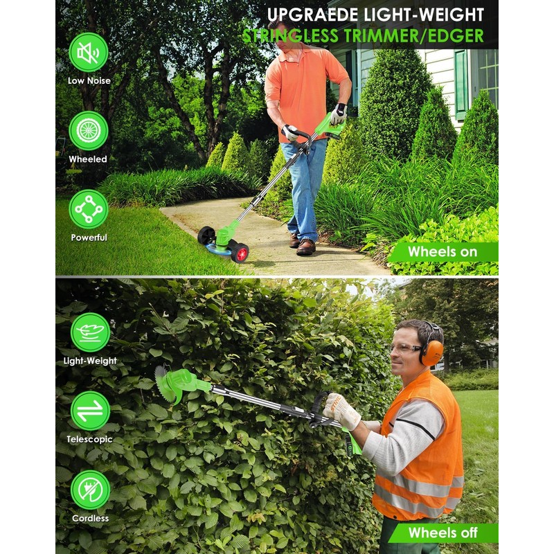 Cordless Weed Wacker, 3-in-1 stringless Weed Wacker, Foldable 2.0Ah Battery
