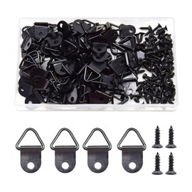 Yohong 100 Pieces Small Triangle Ring Picture Hanging Kit, Suitable for Paintings, Mirrors, Artwork Frames, Heavy-Duty Hardware Accessories(Black)