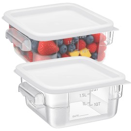 2 Pcs Food Storage Containers with Lids 6 Qt Square Clear Commercial Containers Acrylic Food Storage Containers with Scales Handles for Kitchen Dough Marinating Meat (White)