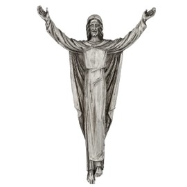Silver-Tone Risen Jesus Figure | Add to Your own Crucifix or Religious Plaque | Great Catholic Gift for Baptism, First Holy Communion, or Confirmation | Christian Craft and Home