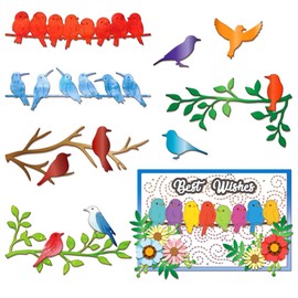 GLOBLELAND Birds Trees Cutting Dies for Card Making Birds On Branches Metal Die Cuts Cutting Dies Templates for Scrapbooking Journal Embossing Paper Craft Decor