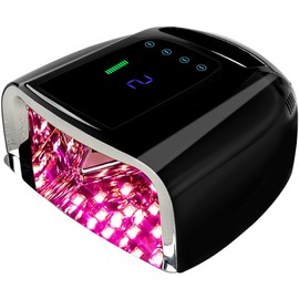 BOMOQING 96W Rechargeable UV LED Nail Lamp, Cordless UV Light for Nails with LCD Display Auto Sensor, 4 Timer Setting and Smart Sensor Nail Dryer,Nail Cure Light with Removable Bottom(Violet)