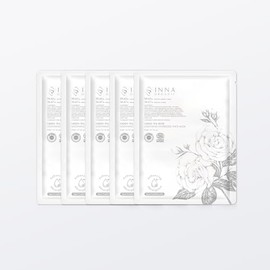 INNA ORGANIC GREEN TEA ROSE SOOTHING HYDROSOL FACE MASK, Smoothing, Luxury Clean Beauty, Home SPA, Maskne Care, Certified Natural, 0.8 fl.oz, Pack of 5