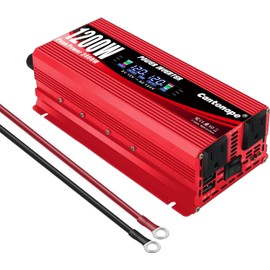 Cantonape 1200W/2400W(Peak) Car Power Inverter DC 12V to 110V/120V AC Converter with LCD Display Dual AC Outlets and Dual USB Car Charger for Car Home Laptop Truck Red