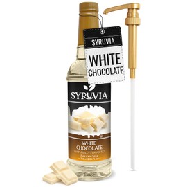 Syruvia Coffee Syrup, White Chocolate Flavored Syrup for Drinks, Lattes, and Desserts – 25.4 fl oz, With Pump