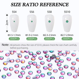 Meibite Green Volcano Flatback Rhinestones, Glass Rhinestones for Nail Art and Craft, Glue Fix, Loose Crystal Gemstones(Green Volcano, SS6, 2880pcs, 1.9-2.0mm)