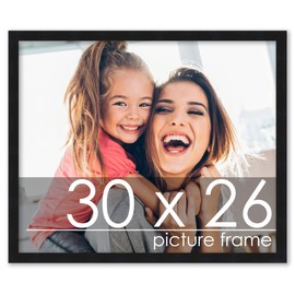 Poster Palooza 30x26 Frame Black Solid Wood Picture Frame - UV Acrylic, Foam Board Backing & Hanging Hardware Included