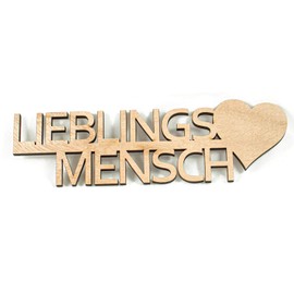 3D writing with Text “LIEBLINGSMENSCH” (Favourite Person) Made of Real Wood with Fine Veneer 20 cm x 5.5 cm For The Wall or as a Free-Standing Decoration [German Language Product]