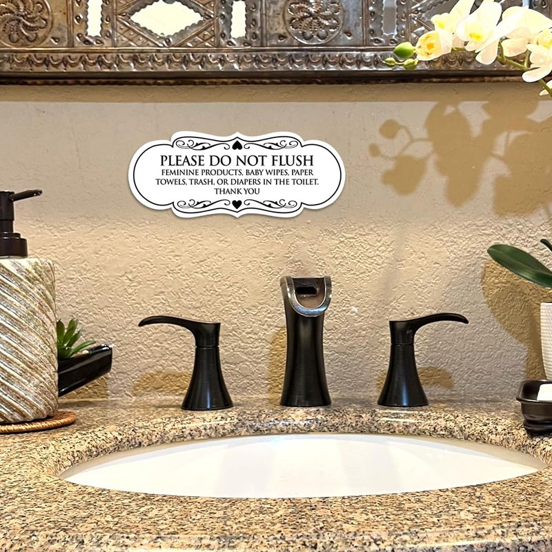 Signs ByLITA Designer Please Do Not Flush Etiqutte Sign(Brushed Gold)