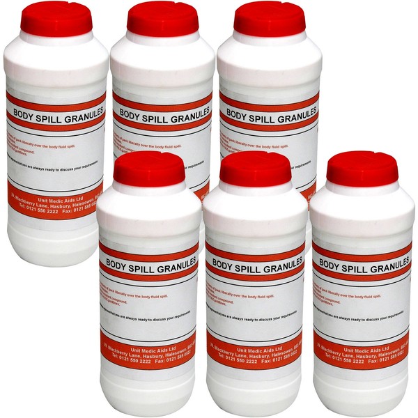 Qualicare Blood Body Fluid Spill Vomit Emergency Absorbent Granules, 6 x 500g Bottle