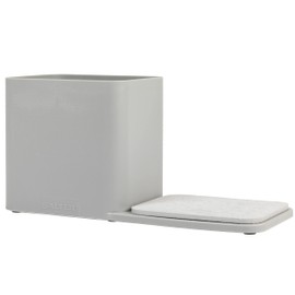 Salter LASAL71595CEU7 Kitchen Sink Caddy, Dual Compartment Organiser Tray for Sponges & Brushes, Absorbent Stone Base, Dismantles for Cleaning, Non Slip & Drainage Holes, Cool Hues Collection, Grey