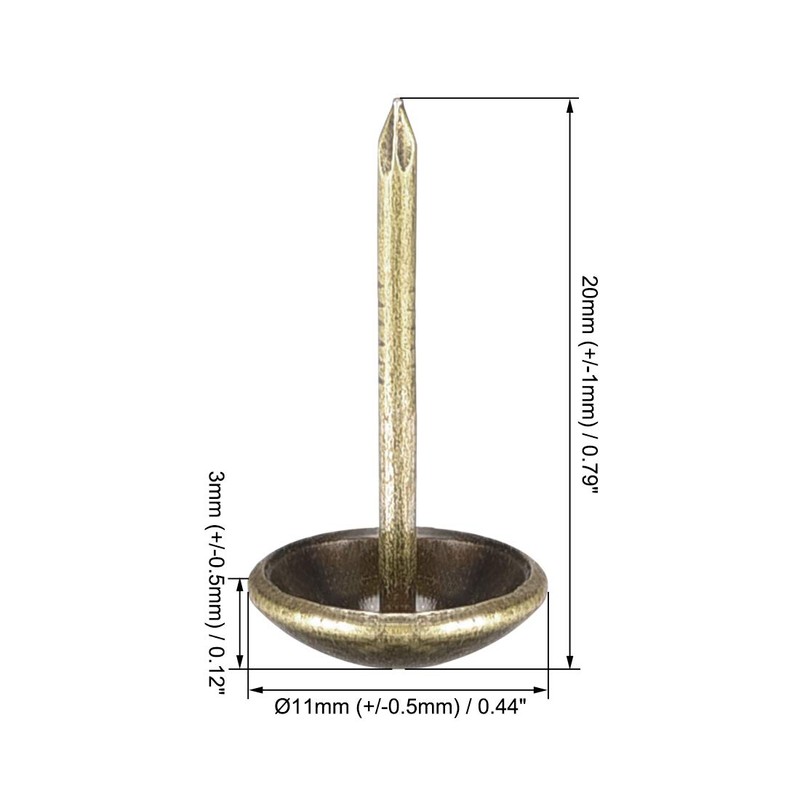 sourcing map Upholstery Nails Tacks 11mm Dia 20mm Height Round