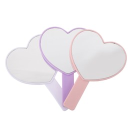 Outanaya 3pcs Heart Shaped Compact Handheld Mirrors Portable Travel Vanity Cosmetic Mirrors with Handle Small Lightweight for Women Home Use