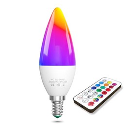 TobeBright TobeBright E14 LED Colour Changing Bulb, 3W SES Small Edison Screw E14 RGBW Bulb with Remote Control, Memory & Timing Function, 40W Equivalent, Multi Color RGB + Warm White 3000K, Dimmable