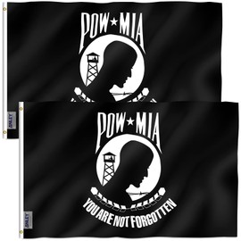 ANLEY Paquete de 2 Fly Breeze 3x5 Foot POW MIA Flag - Color vívido y resistente a la decoloración UV - Encabezado de lienzo y doble costura - No está olvidado Banderas de prisionero de guerra Poliéster con ojales de latón