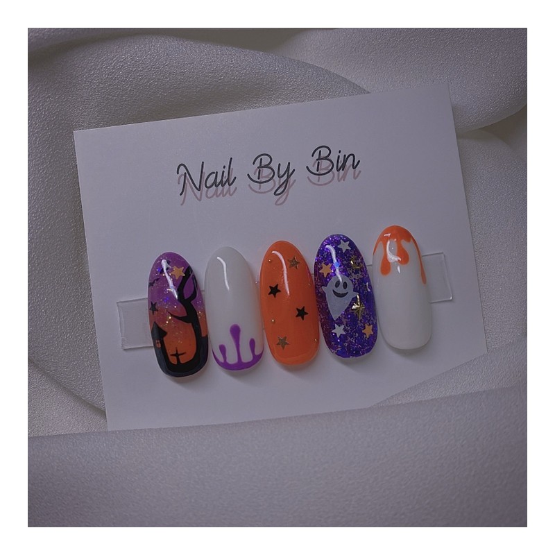 [Halloween] Halloween party nails - Short Oval / [할로윈] 할로윈파티