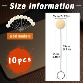 BUTUZE Wool Daubers Wool Daubers Ball Brush Leather Dye Tool with Metal Handle Wool Daubers for Leather Dyes for DIY Crafts Projects (10 Pcs)