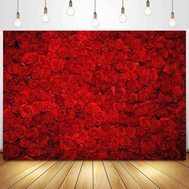 Sensfun Fabric Red Rose Backdrop Roses Flower Wall Background Valentines Wedding Bridal Shower Photography Backdrops MothersDay Girls Women Birthday Party Banner Lovers Photo Booth Props 7x5ft