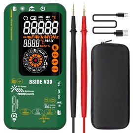 BSIDE 20000 Counts Digital Multimeter Tester TRMS, 0.01mV 0.1μA 1500V Smart Photovoltaic Multimeter, Dual Power Supply Voltmeter Amp Meter High Precision with Large Colour LCD and IR Thermometer
